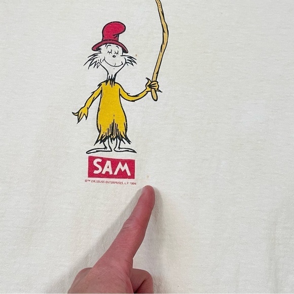 Vintage 90s Dr Seuss Green Eggs and Ham Sam I Am T Shirt - Picture 5 of 6